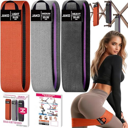 Non-Slip Hip Resistance Bands for Working Out - Fabric Elastic Exercise Bands Strength Training, Physical Therapy, Pilates & Yoga - Booty Workout Bands for Women/Men Legs & Thigh Glutes