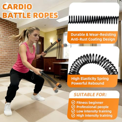 Cordless Battle Ropes, Battle Ropes for Home Gym, Weighted Sticks, Weighted Workout Equipment for Home Office Hotel Room Garden Exercise for Men & Women(1 Pair)