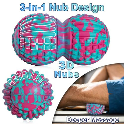 Deep Tissue Massage Ball for Exercise & Recovery - SGS Certification - Targets Back, Shoulder, Legs&Feet - Relieves Muscle Knots, Joint Pain&Tightness, Pressure Point Therapy- Myofascial Release Ball - color: Blue&pink, size: 1-Pack | 7.87-inch