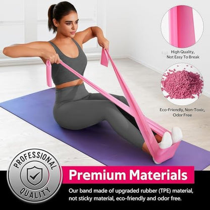 18PCS Resistance Bands Bulk, Non-Latex Physical Therapy Bands, Professional Flat Bands for Trainers, Pilates & Home Gym Full Body Workout, Strength Training, Includes 6 Sets with Carry Bags