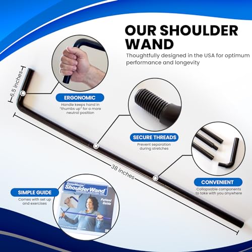 RangeMaster ShoulderWand Therapy Stretching Tool│Collapsible Stretching Bar│Physical Therapy Tool for Recovery and Increasing Motion (Black) - color: Black