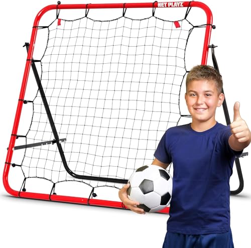 Soccer Rebounder, Kickback Rebound Net 3.3X3.3FT - Football Training Gifts, Aids & Equipment for Kids, Teens & All Ages, Portable, 6 Adjustable Angles