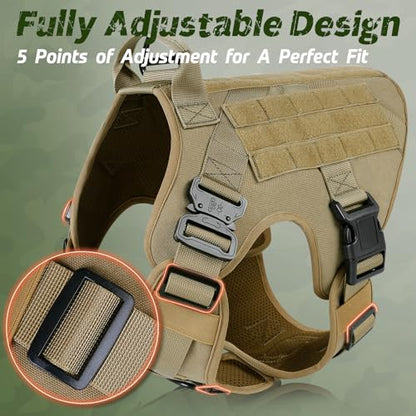 rabbitgoo Tactical Dog Harness for Small, Heavy Duty Military No Pull Vest - color: Brown, size: Small