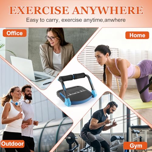 Ab Workout Machine, Adjustable Resistance Ab Trainer with Auto-Rebound, Foldable Sit Up Equipment for Full Body Workout, Core, Arms & Legs Training for Home Gym