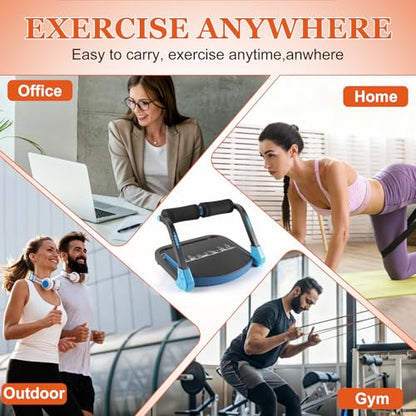 Ab Workout Machine, Adjustable Resistance Ab Trainer with Auto-Rebound, Foldable Sit Up Equipment for Full Body Workout, Core, Arms & Legs Training for Home Gym