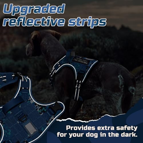 rabbitgoo Tactical Dog Harness for Medium, No Pull Military Service Vest - color: Blue Camo, size: Medium