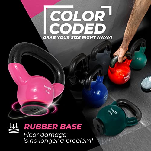 Yes4All Kettlebells Rubber Base, Kettlebell Set for Women, Strength Training Kettlebells Weights (10-65 lbs)