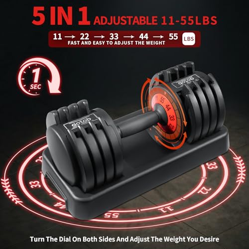 AOTOB Adjustable Dumbbell Set 25/55 Lbs (Pair) Set of 2 - color: 55lbs Black-Single