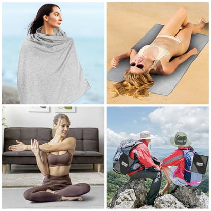 Quick Dry Microfiber Towel for Camping,Beach Travel Body Gym Hiking Swimming Pool Yoga Mat Towels (Grey, 30X60 Inch)