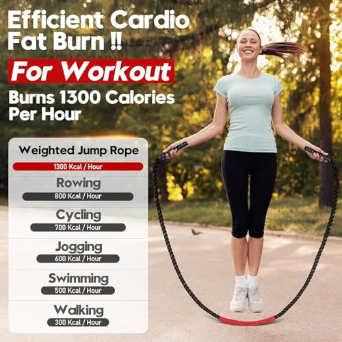 Weighted Jump Rope for Men and Women, 3lb 4lb 5lb Adult Heavy Skipping Rope, Jumprope for Fitness,Workout Equipment, Fitness Equipment for Home Gym Exercise,Improve Strength and Building Muscle - style: 5lb