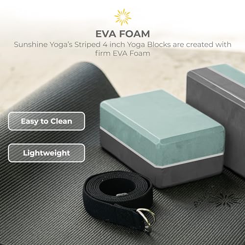 4" Striped Yoga Block, 10 Pack Bulk EVA Foam Yoga Blocks, Firm and Supportive Yoga Brick, Balance Foam for Stretching, Pilates, and Workout, 4" x 6" x 9"