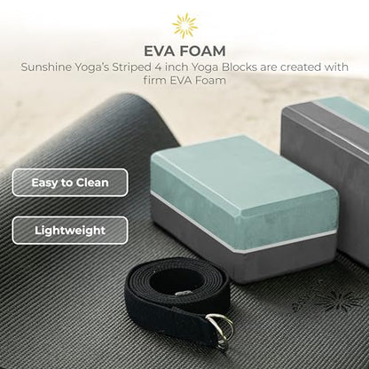 4" Striped Yoga Block, 10 Pack Bulk EVA Foam Yoga Blocks, Firm and Supportive Yoga Brick, Balance Foam for Stretching, Pilates, and Workout, 4" x 6" x 9"