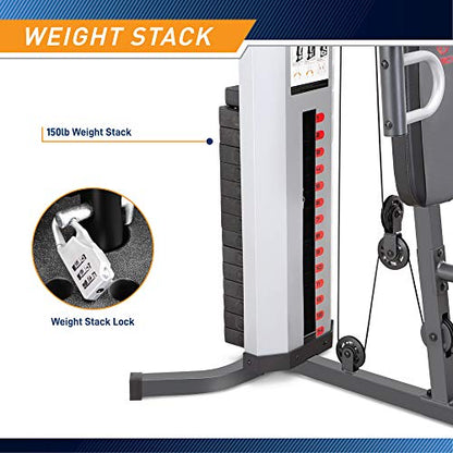 Marcy Multifunctional Workout Station 100lbs to 200lbs Stack Home Gym for Weightlifting and Bodybuilding - color: Grey - MWM-988