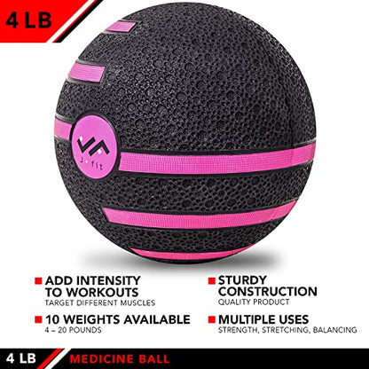 JFIT Dual Texture Medicine Ball – Weighted Exercise Ball for Strength, Core & Functional Fitness Training