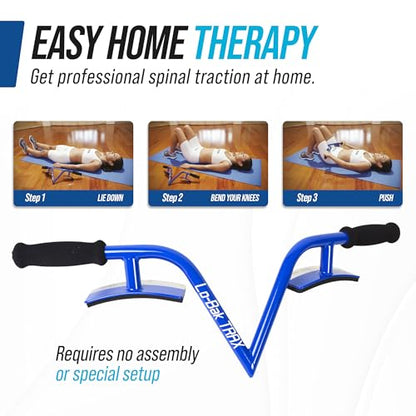Lo-Bak TRAX Lumbar Spine Stretcher - Upper & Lower Back Stretcher Pain Relief – Portable Spine Decompressor & Back Cracking Device for Herniated Discs, Sciatica, Scoliosis - Blue - color: Blue