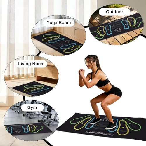 Squat Target Pad with Foot Position, 80x35cm/31.5x13.78in Non-Slip Squat Mat Home Gym & Fitness Accessories for Squats Leg Workouts Abdominal Training