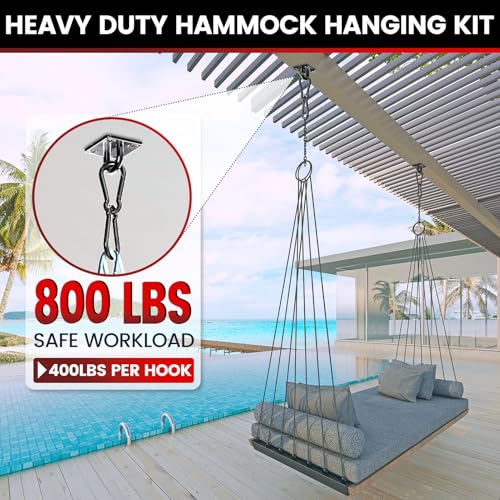 sprookber 304 Stainless Steel Pad Eye Snap Hook, M6 Ceiling Hook 800Lb,8Pcs - size: 2.3 inch, style: Black Square