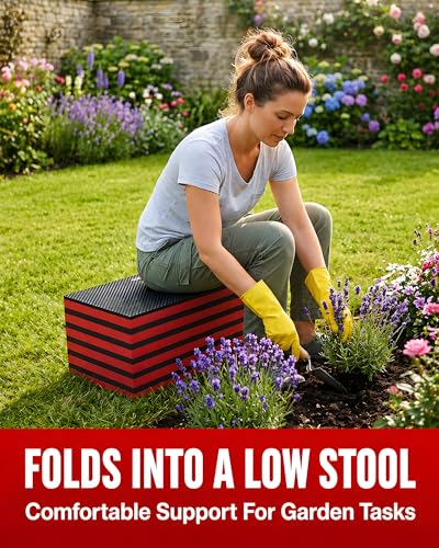 Foldable EVA Utility Mat with Handle, Heavy Duty Mechanic Mat for Kneeling, Workouts, Garages, Gardening, Camping, Picnics, Outdoor Adventures and Home Gyms, Red - color: Red