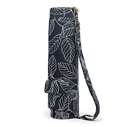Canvas Yoga Mat Bag with Adjustable Strap & Pockets, Full-Zip Travel Gym Tote for Women & Men, Fits 1/4" & 1/3" Thick Mats, Lightweight Carrier for Yoga, Studio, Workout, Outdoor Use