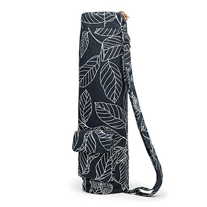Canvas Yoga Mat Bag with Adjustable Strap & Pockets, Full-Zip Travel Gym Tote for Women & Men, Fits 1/4" & 1/3" Thick Mats, Lightweight Carrier for Yoga, Studio, Workout, Outdoor Use
