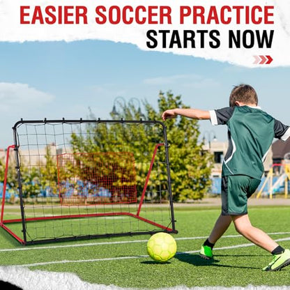 Soccer Rebounder Net, 10 Adjustable Angles 6x4FT Soccer Kickback Trainer for Passing, Ball Control & Volley Practice, Easy Setup Portable Football Training Net for Solo & Team Use