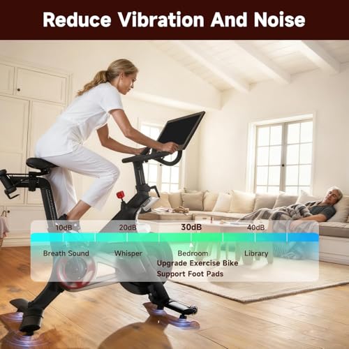 4 Pack Exercise Bike Support Foot Pads Compatible with Peloton OG & Plus, Upgrade Stainless 3/8" Leveling Screws Feet Adjustable, Noise Reduction, Anti-Slip Rubber Shock-Absorbing
