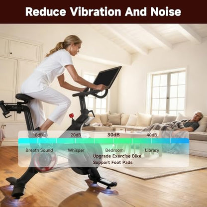 4 Pack Exercise Bike Support Foot Pads Compatible with Peloton OG & Plus, Upgrade Stainless 3/8" Leveling Screws Feet Adjustable, Noise Reduction, Anti-Slip Rubber Shock-Absorbing