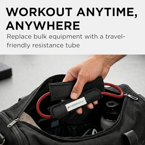 THERABAND Resistance Tubing with Cuffs, Medium Red Level 2, Exercise Bands for Lower Body Workouts, Physical Therapy, Pilates & At-Home Training - color: Level 2 / Medium - Red