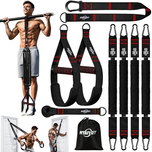 Pull Up Bands, Heavy Duty Resistance Bands with Handle, Workout Bands for Pull Up Bar, Pullup Assist Band Set for Exercise, Full Body Workout, Home Gym for Enhanced Strength, Muscle Training - color: Black