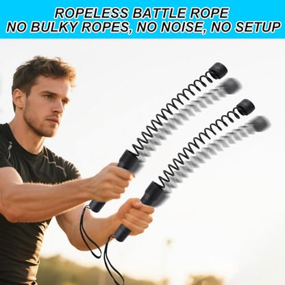 2pcs Cordless Battle Rope for Home Gym, Portable Ropeless Jump Weighted Exercise Crossrope Workout Flow Cross Cord Equipment for Training Strength HIIT Arms Chest Legs Fitness Enthusiasts Gifts