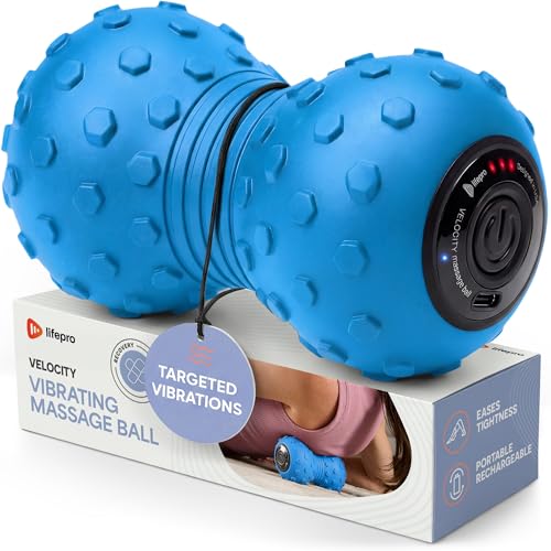 LifePro 4-Speed Vibrating Massage Ball - Peanut Massager Combines a Lacrosse Ball with Vibrating Foam Roller | Vibration Roller for Recovery, Mobility & Deep Tissue Trigger Point Therapy