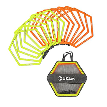 Hex Agility Rings for Speed Training & Agility Footwork Training Speed Hurdles Ladder with Carrying Bag (12 Rings)