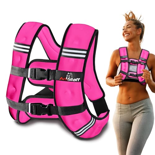 Weighted Vest - Weight Vest for Running, Strength Training & Muscle Building, Features Reflective Stripe for Safe Outdoor Workouts (available in 6lbs to 30lbs) - color: Pink, size: 12 lb