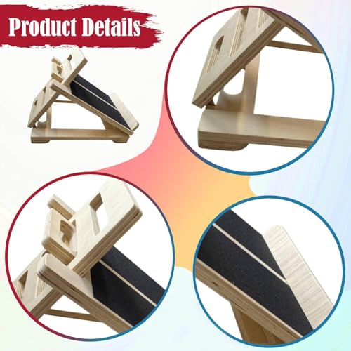 Baoblaze Wooden Slant Board Adjustable Levels Foldable Anti Slip Calf Calf Stretcher for Ankles Fitness Pilate Strength