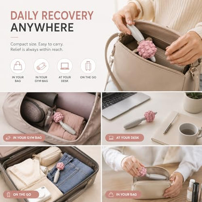 VibeRoll Massage Tool, Trigger Point Muscle Roller for Deep Tissue Relaxation, Portable Handheld Recovery Tool for Neck, Shoulders, Legs, Arms & Feet