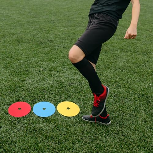 ibasenice 12pcs Soccer Training Flat Discs Agility Marker Cones 15cm Diameter PVC Ground Spot Markers for Football Drills Field Marking Outdoor Sports