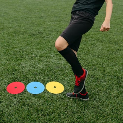ibasenice 12pcs Soccer Training Flat Discs Agility Marker Cones 15cm Diameter PVC Ground Spot Markers for Football Drills Field Marking Outdoor Sports