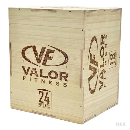 Valor Fitness Plyo Box - Wooden Plyometric Jump Box for Strength and Conditioning Training Box Jump (20” x 24” x 30”) and (18” x 20” x 24”)