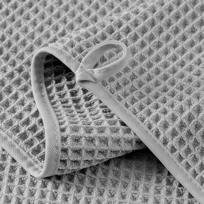 Microfiber Waffle Face Towels, 2 Pieces, Soft, Absorbent, Fast Drying, Lint Free 430 GSM (Silver) - color: Silver