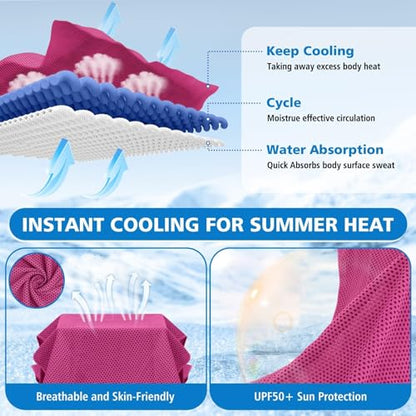 24 Pack Cooling Towels Bulk for Neck and Face 40"x12" Ice Cooling Sweat Rags Microfiber Soft Breathable Soft Chilly Towel for Yoga Golf Sport Running - color: Hot Pink