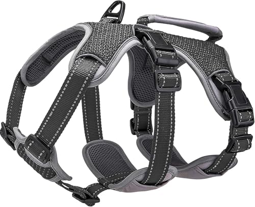 Multi-Use Support Dog Harness, Escape Proof No Pull Reflective Adjustable Vest with Durable Handle, Dog Walking Harness for Big/Active Dogs (Black, S) - color: Black, size: S | Chest: 14"-19"