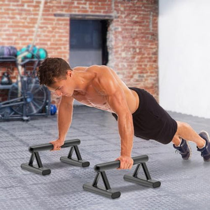 SELEWARE Wood Push Up Bars Steel Calisthenic Parallette Bars Handstand Bars - color: B: Steel Grip (14.5"L x 6"H)