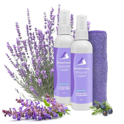 SwaytAway Fitness Mat Mist with Towel, 4oz Travel Size, 2 Pack, Lavender - size: 4 oz - 2 Pack