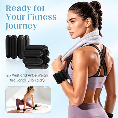 Wrist Weights for Women & Men, 2lb Silicone Wrist Ankle Weights - color: Black