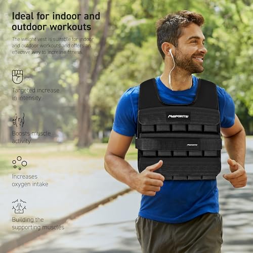 MSPORTS Weighted Vest Premium for Women & Men – Adjustable 11–65 lb, Running Vest, Walking Weight Vest, Tactical Style Training Vest for CrossFit, Strength, Cardio & Home Workouts - size: 35 lb