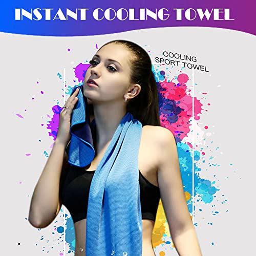 10 Pack Cooling Towels Bulk Microfiber Ice Towel Quick Dry Breathable Chilly Sweat Towel Stay Cool Towel for Neck Face Yoga Gym Workout Running Pilates Beach with Carabin Bag, 40x12'', Blue - color: Light Blue