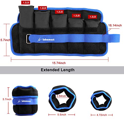Adjustable Ankle Weights 1-5/10/12 Lbs Leg Weights for Men Women,Wrist Ankle Weights for Physical Therapy,Yoga Pilates,Workout,Walking,Jogging - color: Adjustable 12 Lb Set ( 6Lb Each) - Blue