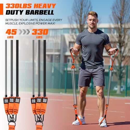 Pilates Bar Kit with Resistance Bands, Heavy Duty Pilates Equipment for Men, Training Bands with Handles for Legs, Hip, Back, Arm, Abs, Chest, Shoulders, Portable Home Gym Workout Equipment