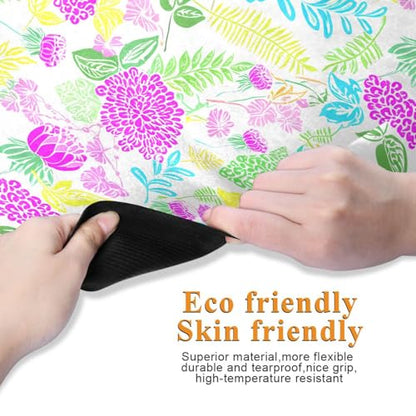 Pastel Floral Leaves Thin Yoga Mat for Women Men, Non-Slip Rubber Base Sweat Absorbent Exercise Mat for Indoor/Outdoor, Portable Foldable with Storage Bag, 71"x26"