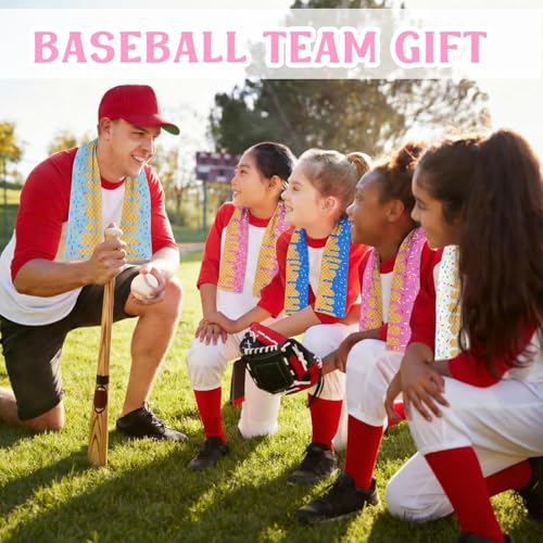 12 Pcs Mini Ice Cream Drip Baseball Party Favor Cooling Towel Gift 30 x 9 Inch Microfiber Ice Cream Drip Cooling Towels Sweat Absorbent Baseball Team Gift for Hot Weather Workout Yoga Gym Coach